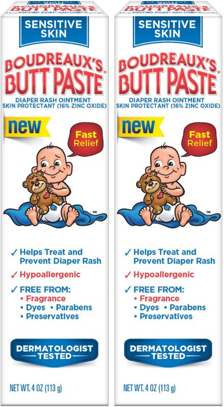 Photo 1 of Boudreaux's Butt Paste Sensitive Skin Diaper Rash Ointment, 4 oz Tube, 2 Pack
