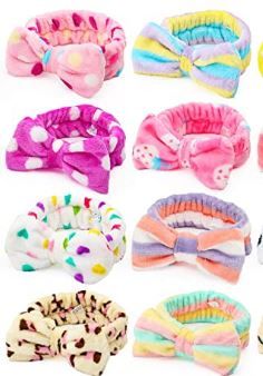 Photo 1 of 8Pack Spa Headband,Bow Hair Band Women Facial Makeup Head Band Soft Coral Fleece Bowknot Head Wraps for Washing Face Shower , Bowtie Headbands Adjustable Elastic Hair Band for Girls and Women
