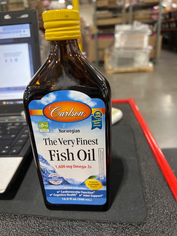 Photo 2 of Carlson Labs Very Finest Fish Oil Nutritional Supplement, Lemon, 16.9 Fluid Ounce
