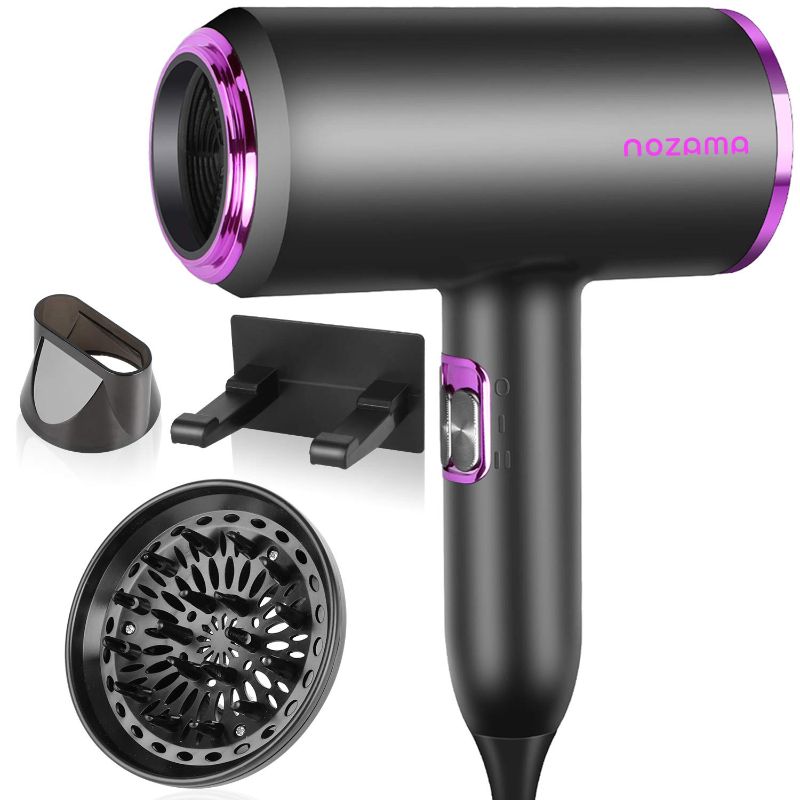 Photo 1 of Ionic Hair Dryer, Nozama 1800W Professional Hair Blow Dryers with 3 Heat Settings, 2 Speed, 3 Cool Settings,2 Concentrator Nozzles, Fast Drying Blow Dryer for Home, Travel, Salon and Hotel
