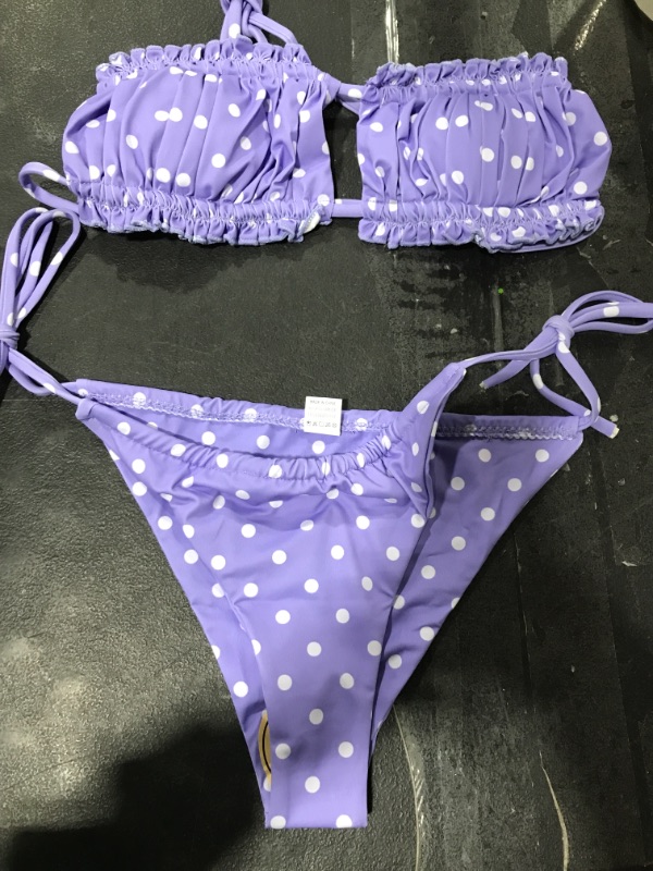 Photo 1 of Womens Purple Poke A Dot Bathing Suit, Size S 