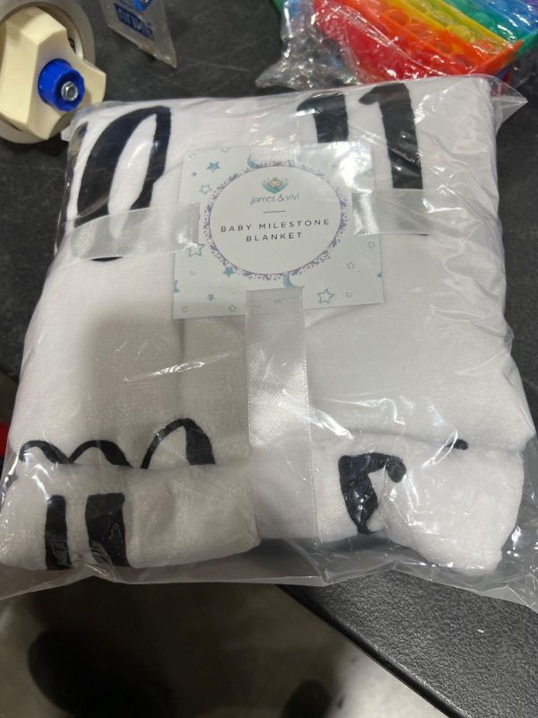 Photo 1 of James & Vivi Baby Milestone Blanket - Unisex and Large Enough for Baby Monthly Milestone Blanket Girl or Boy - Soft Cozy Fluffy Plush Fleece for Newborn Photo Prop
