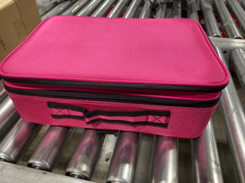 Photo 2 of A&A Travel Makeup Train Case - Max Large Cosmetics Bag with Adjustable Dividers Suitcase Toiletry Organizer Box for Women or Girls Pink
