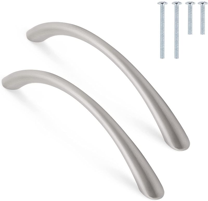 Photo 1 of 25 Pack Brushed Nickel Cabinet Pulls,Stain Nickel Kitchen Drawer Pulls,Arch Shape Pull Handles for Dresser Drawers,Solid Bedroom Bathroom Pull Handles
