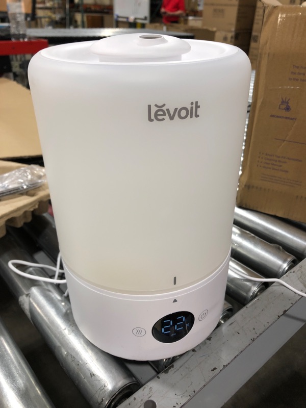 Photo 2 of LEVOIT Ultrasonic Cool Mist Humidifiers, Adjustable 360° Rotation Nozzle, Auto Safety Shut Off, Lasts Up to 25 Hours, Filter Free, Optional LED Display Light, Ideal for Bedroom, 3L, White
