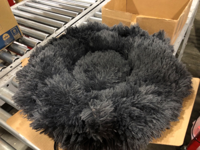 Photo 2 of Bessie & Barnie Extra Plush Faux Fur Bagel Pet Midnight Frost Dog Bed, 24" x 24"
