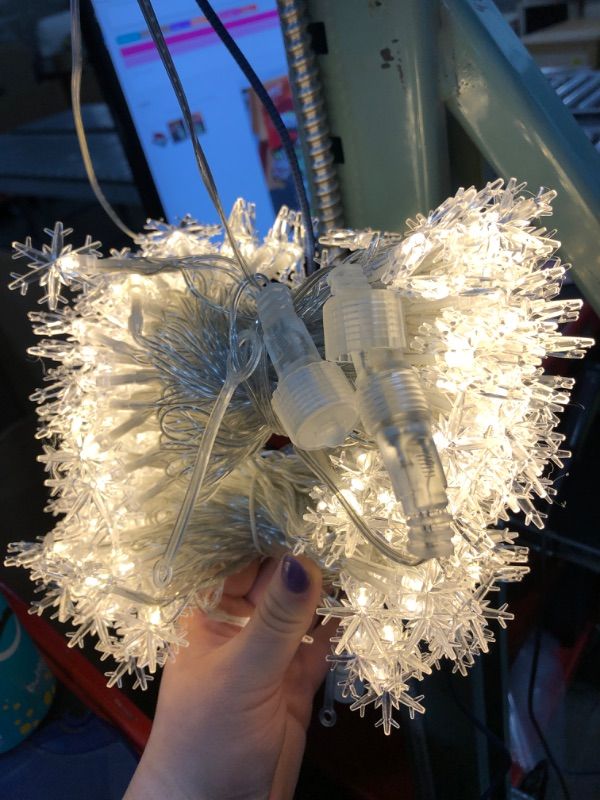 Photo 2 of 2-Pack Connectable 100LED Snowflake Christmas Lights Plug in, 33ft Clear Wire Fairy LED String Lights for Xmas Tree Patio Bedroom Party Home Decorations Indoor/Outdoor (Warm White)
