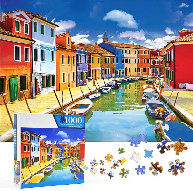Photo 1 of 1000 Piece Puzzle for Adults - Colorful Burano Jigsaw Puzzles - Fun Puzzle Educational Family Game Toys Gift for Adults Teens