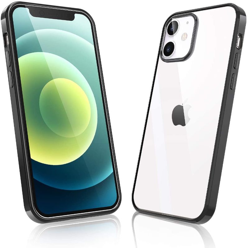 Photo 1 of ANLCQC Slim Fit Designed for iPhone 12 Mini Case 5.4 Inch, [Anti-Yellowing] Shockproof Soft TPU Bumper Clear Protective Cover Case for iPhone 12 Mini (2020) - Black 2 Pack 