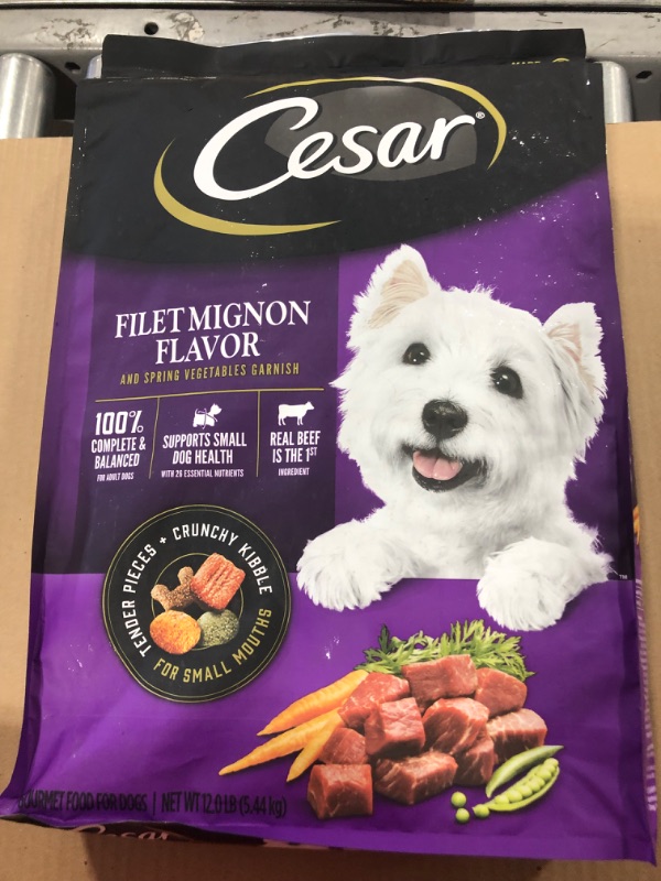 Photo 2 of  Cesar Small Breed Dry Dog Food, Filet Mignon Flavor, 12 Lbs Bag Filet Mignon Flavor 
BB 01 29 2023