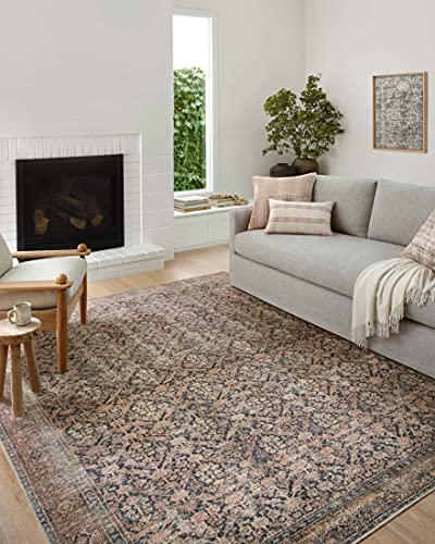 Photo 1 of Amber Lewis X Loloi Billie Collection BIL-01 Ink / Salmon 5' X 7'6" Area Rug