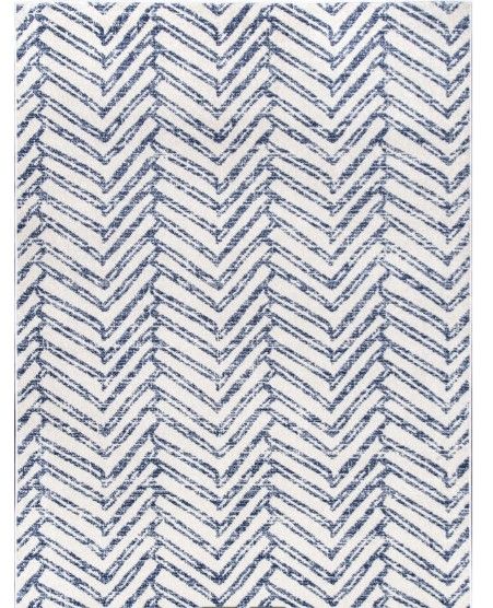 Photo 1 of Blue Reverse Herringbone 6' 7" x 9' Area Rug