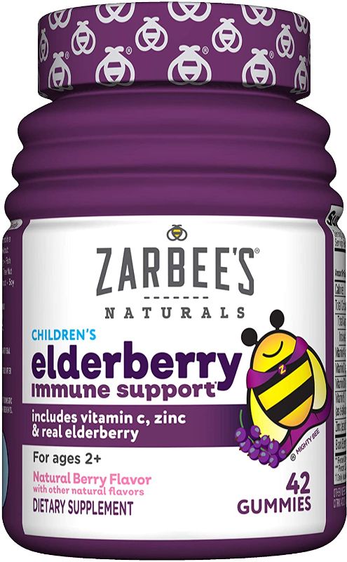 Photo 1 of Zarbee's Naturals Children's Elderberry Immune Support with Vitamin C & Zinc, Natural Berry Flavor, 42 Gummies Expire May 2022
