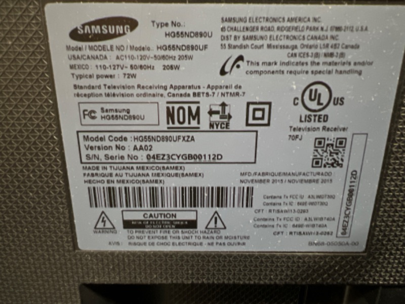 Photo 5 of MISSING POWER ADAPTER SAMSUNG 55IN 2015 MODEL HG55ND890UF  NEEDS TO BE REPROGRAMMED STAND AND REMOTE NOT INCLUDED