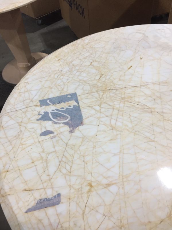 Photo 5 of LIGHT MARBLE CENTER TABLE 29H X 36W 21DIA BASE INCHES