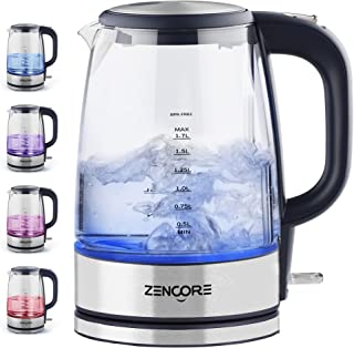 Photo 1 of ZenCore Electric Kettle, 1.7L Glass Electric Tea Kettle, Speed Boil Hot Water Kettle with LED Indicator, Stainless Steel Inner Lid & Bottom, Cordless, Auto Shutoff and Boil-Dry Protection, BPA Free
