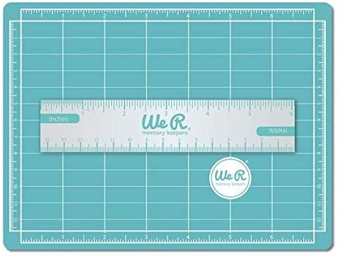 Photo 1 of We R Memory Keepers 0633356710929 Trimmer & Mat-7 x 5-Mini Mat and 6" Magnetic Ruler, 6" Ruler & Mat, Pink
