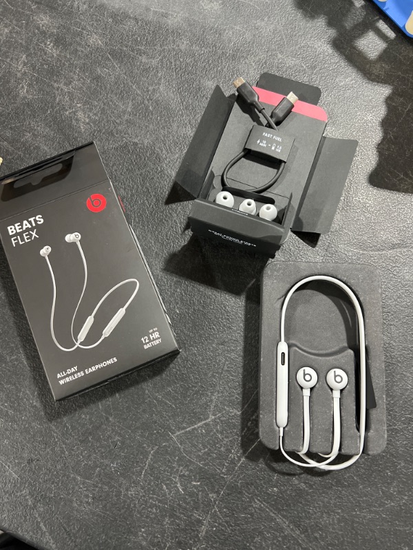 Photo 2 of Beats Flex Wireless Earbuds – Apple W1 Headphone Chip, Magnetic Earphones, Class 1 Bluetooth, 12 Hours of Listening Time, Built-in Microphone - Gray
