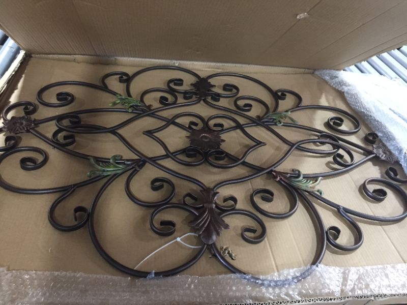 Photo 2 of Touch of Class Pendant Metal Wall Grille - Dark Bronze - Large Sculpture - Fleur De Lis Decor - Vintage Scroll Art - Traditional Home Accent for Bedroom, Office - Horizontal - 41 Inches Wide