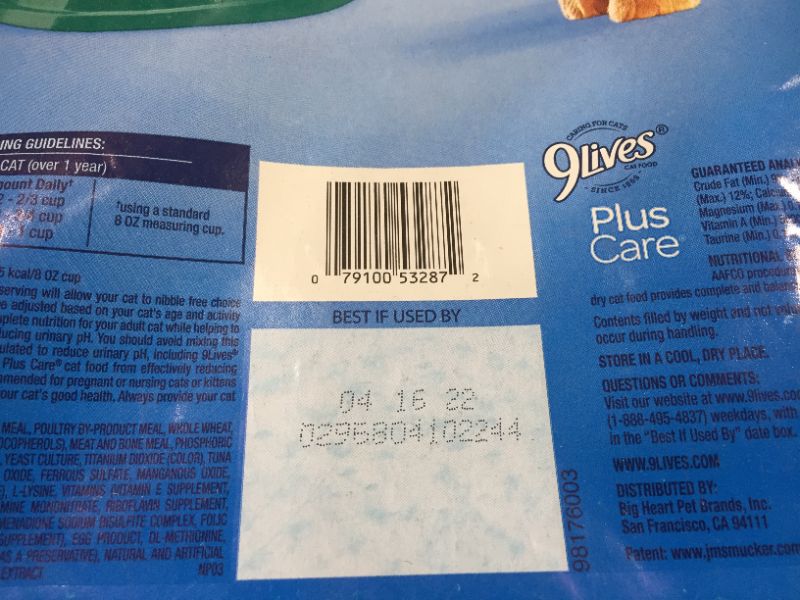 Photo 3 of 9Lives Plus Care Dry Cat Food, 13.3 Lb (Discontinued by Manufacturer)

BB 04/16/22