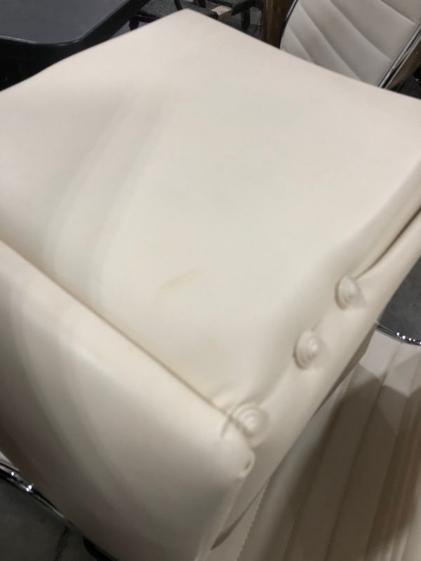 Photo 4 of CREME FAUX LEATHER OTTOMAN 17H X 15W INCHES