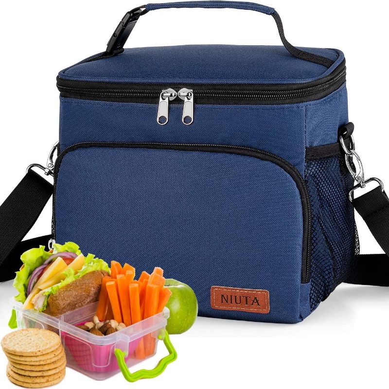 Photo 1 of NIUTA Insulated Lunch Bag for Men/Womens, Lunch Box, Upgraded version Double Deck Reusable Lunch Pail (blue)
