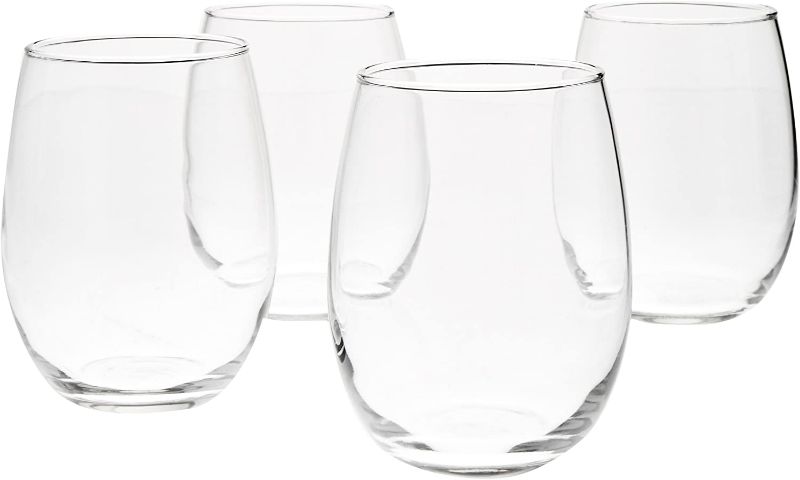 Photo 1 of Amazon Basics Stemless Wine Glasses (Set of 4), 15 oz
