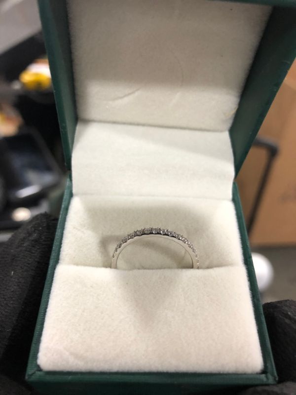 Photo 2 of Moissanite Wedding Band,Wedding Rings for Women Set With VVS DEF Small Sparckly, 0.3ct of Moissanites.White gold plated wedding bands for women in Sterling Silver
UNKNOWN SIZE SEEMS LIKE 6 