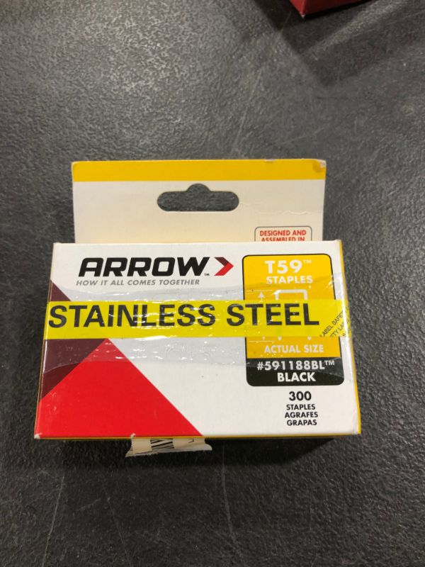 Photo 2 of Arrow 591188BLSS Genuine T59 Stainless Black 1/4-Inch by 5/16-Inch Staples, 300-Pack
