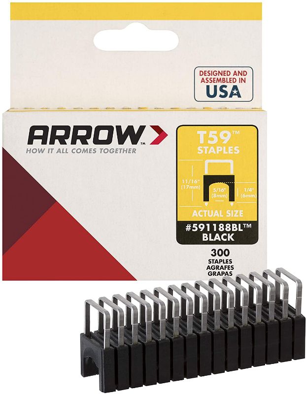 Photo 1 of Arrow 591188BLSS Genuine T59 Stainless Black 1/4-Inch by 5/16-Inch Staples, 300-Pack
