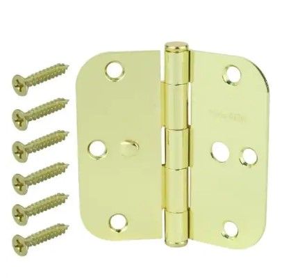 Photo 1 of Everbilt
3-1/2 in. Bright Brass 5/8 in. Radius Security Door Hinges Value Pack (3-Pack)