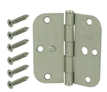 Photo 1 of 3-1/2 in. Satin Nickel 5/8 in. Radius Security Door Hinges Value Pack (3-Pack)
