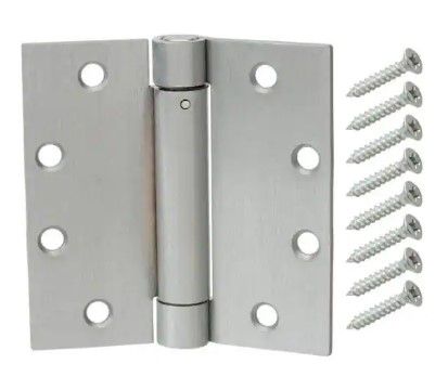 Photo 1 of 4-1/2 in. Square Satin Chrome Adjustable Spring Door Hinge
