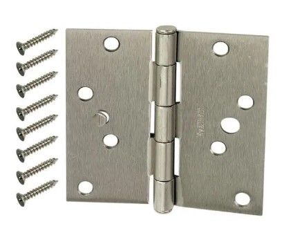 Photo 1 of 2 PACK! TOTAL OF 6 HINGES! 4 in. Satin Nickel Square Corner Security Door Hinges Value Pack (3-Pack)
