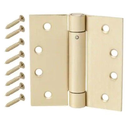 Photo 1 of 4 in. Square Satin Brass Adjustable Spring Door Hinge
