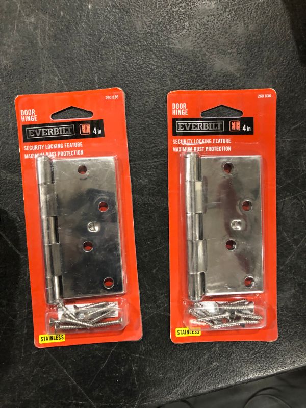 Photo 2 of 2 PACK! Everbilt
4 in. Stainless Steel Square Corner Security Door Hinge