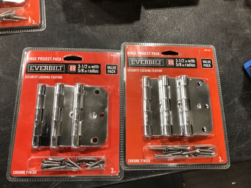 Photo 2 of 2 PACK TOTAL OF 6 HINGES!  Everbilt
3-1/2 in. Chrome 5/8 in. Radius Security Door Hinges Value Pack (3-Pack)