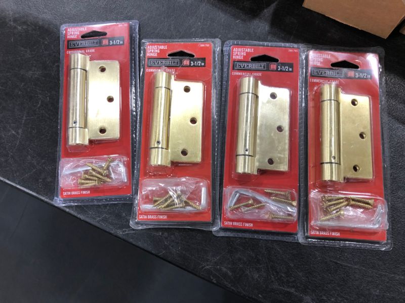 Photo 2 of 4 PACK! Everbilt
3-1/2 in. Square Satin Brass Adjustable Spring Door Hinge