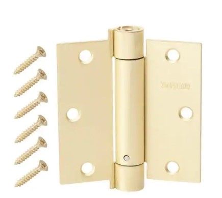 Photo 1 of 4 PACK! Everbilt
3-1/2 in. Square Satin Brass Adjustable Spring Door Hinge