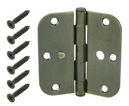 Photo 1 of 5 PACK!!! TOTAL OF 15 HINGES! Everbilt
3-1/2 in. Antique Brass 5/8 in. Radius Security Door Hinges Value Pack (3-Pack)