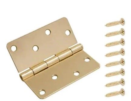 Photo 1 of 9 PACK!!! Everbilt
4 in. x 1/4 in. Satin Brass Radius Door Hinge