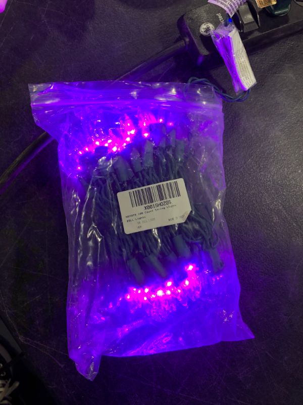 Photo 2 of ??Halloween String Lights - HAYATA 24ft 100 LED Purple Mini Lights - Halloween Lighting Decor for Outdoor and Indoor Use, Garden, Yard, Party, Home, Holiday, Halloween Decorations
