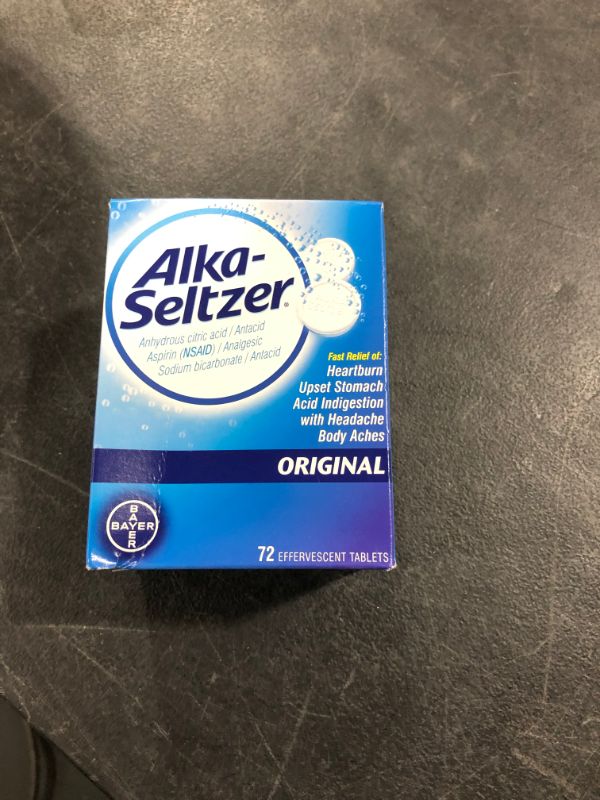 Photo 2 of Alka-Seltzer Original Effervescent Tablets - Fast Relief of Heartburn, Upset Stomach, Acid Indigestion with Headache and Body Aches - 72 Count
BB JUNE 2024 