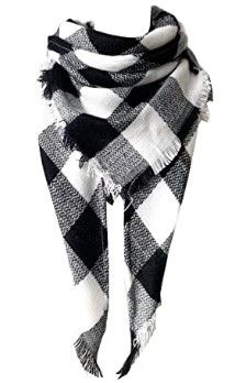 Photo 1 of Wander Agio Womens Warm Long Shawl Winter Wraps Large Scarves Knit Cashmere Feel Plaid Triangle Scarf
