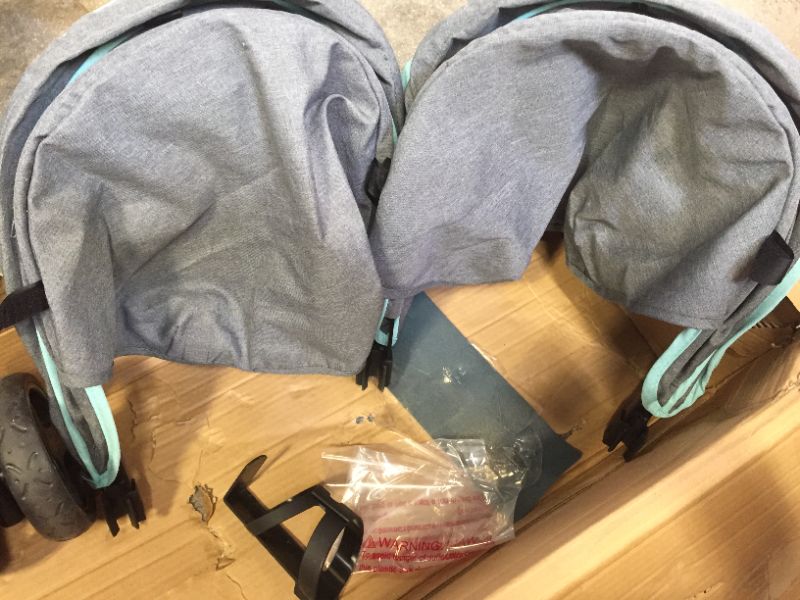 Photo 1 of Dream On Me Volgo Twin Umbrella Stroller in Mint and Dark Grey
