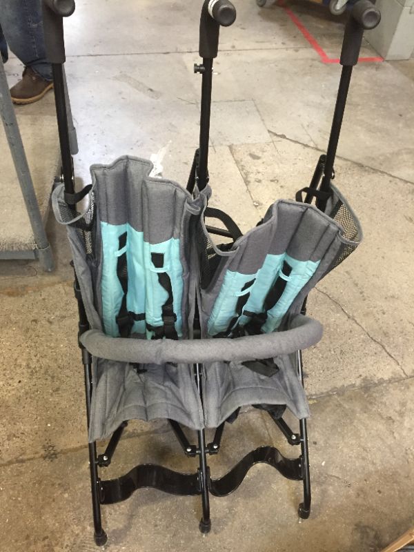 Photo 4 of Dream On Me Volgo Twin Umbrella Stroller in Mint and Dark Grey
