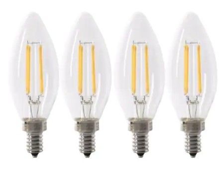 Photo 1 of 60-Watt Equivalent B10 E12 Candelabra Dimmable Filament CEC Clear Glass Chandelier LED Light Bulb Daylight (4-Pack)
