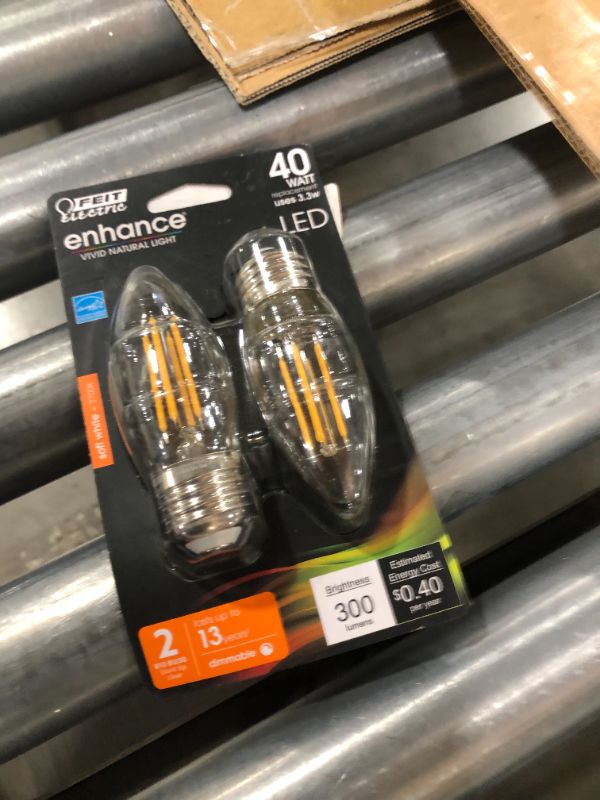Photo 1 of 40-Watt Equivalent B10 Medium E26 Base Dimmable Filament CEC 90 CRI Chandelier LED Light Bulb, Soft White 2700K (2-Pack)
