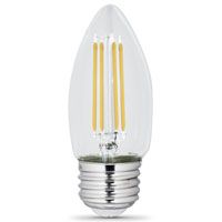 Photo 1 of 60-Watt Equivalent B10 Medium E26 Base Dimmable Filament CEC 90 CRI Chandelier LED Light Bulb, Soft White 2700K (2-Pack)