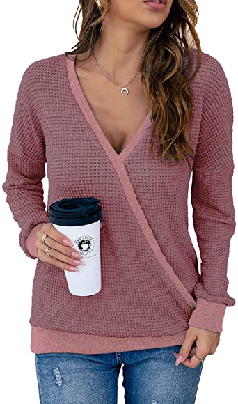 Photo 1 of LuckyMore Womens V Neck Wrap Sweater Knitted Long Sleeve Sexy Pullover Jumper Sweaters Tops
LARGE 